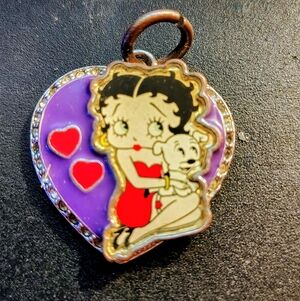 Vintage Heart-Shaped Purple Pendant With Betty Boop (RARE DESIGN)